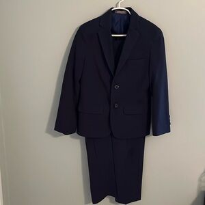 Van Heusen boys suit - navy and black checked jacket and pants size 8